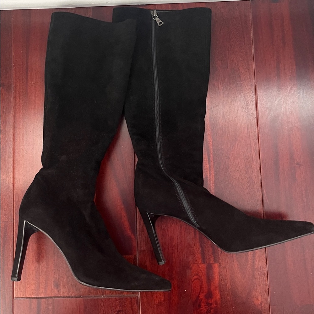 Prada Black Heeled Boots with Stiletto Heel and Pointed Toe
